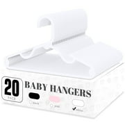 Cozymood Kids Plastic Hangers, 20 Pack Non-Slip Baby Clothes for Closet Child Clothing Pants Coats Skirts(White)